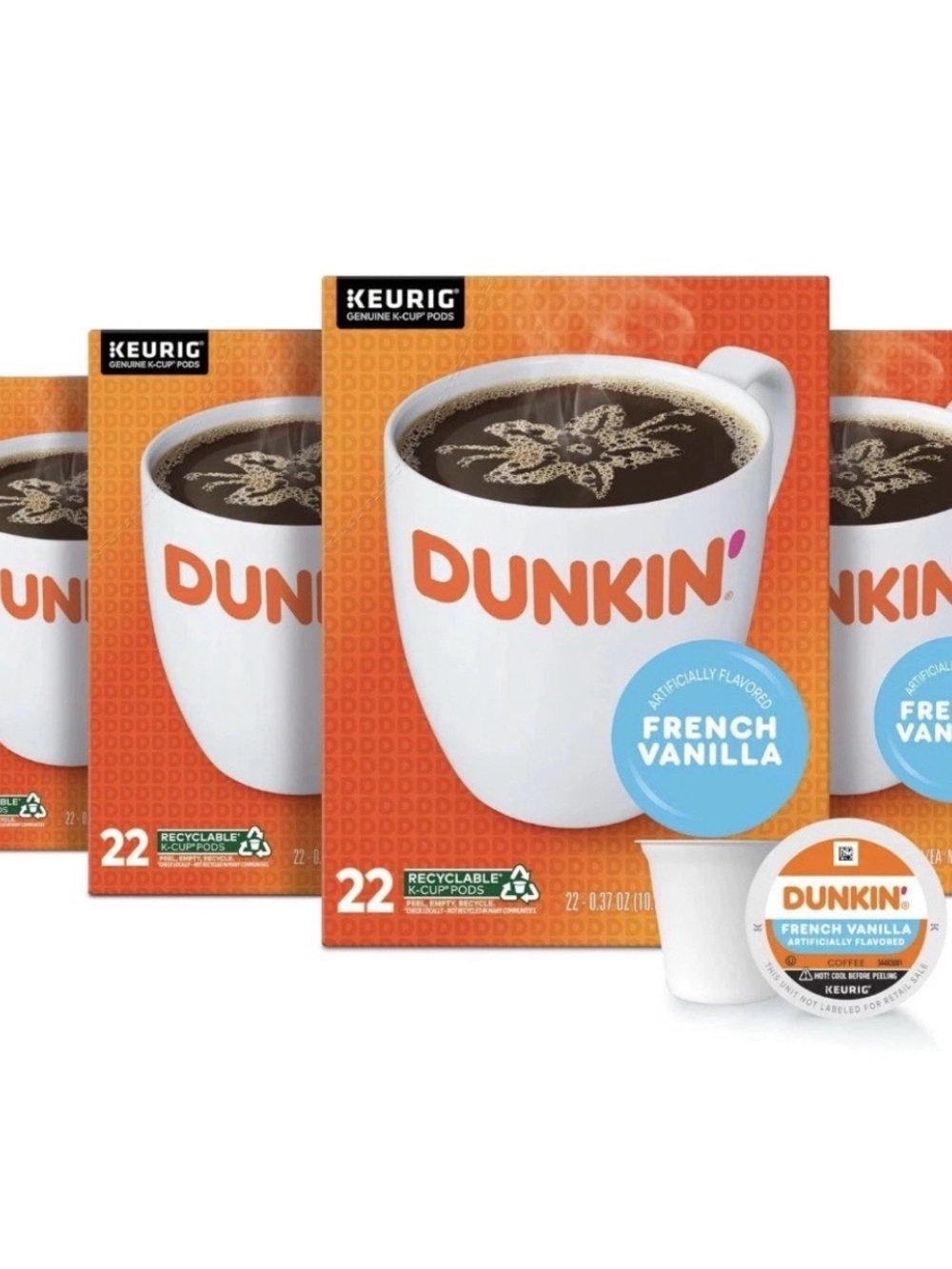 88 Dunkin' French Vanilla K-Cup Pods - White/Orange